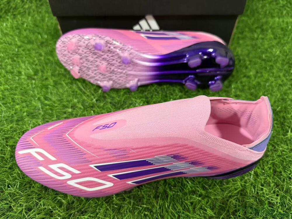 Men's Adidas F50 Elite Laceless FG Football Boots - Pink/Vibrant Violet/Soft Lavender