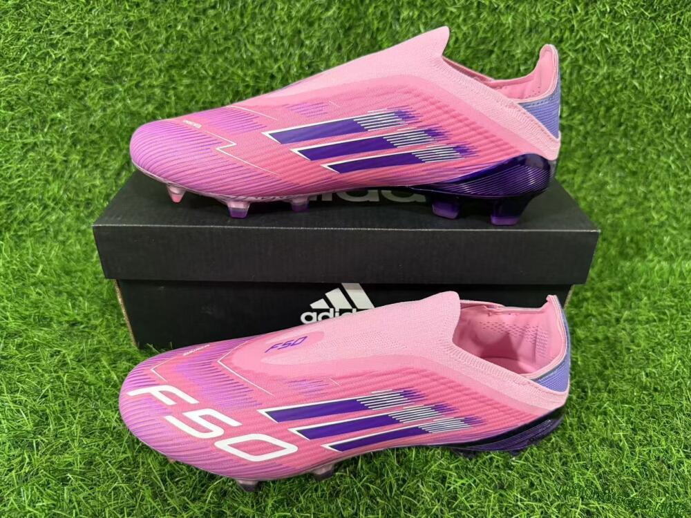 Men's Adidas F50 Elite Laceless FG Football Boots - Pink/Vibrant Violet/Soft Lavender
