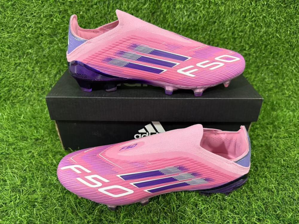 Men's Adidas F50 Elite Laceless FG Football Boots - Pink/Vibrant Violet/Soft Lavender