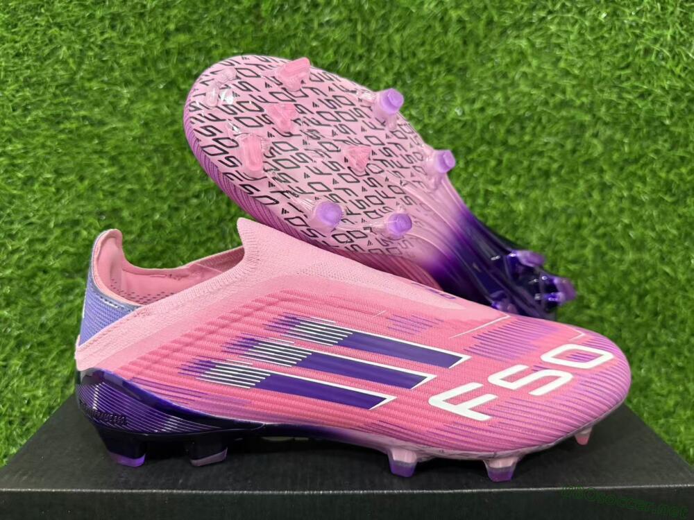 Men's Adidas F50 Elite Laceless FG Football Boots - Pink/Vibrant Violet/Soft Lavender
