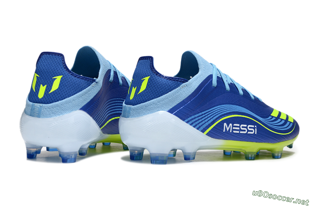 Men's Messi x Adidas F50 Elite FG Football Boots - Blue/Neon Yellow/Cyan Blue 6