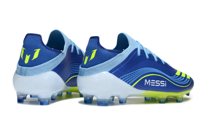Men's Messi x Adidas F50 Elite FG Football Boots - Blue/Neon Yellow/Cyan Blue