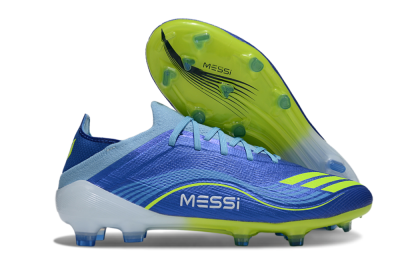Men's Messi x Adidas F50 Elite FG Football Boots - Blue/Neon Yellow/Cyan Blue