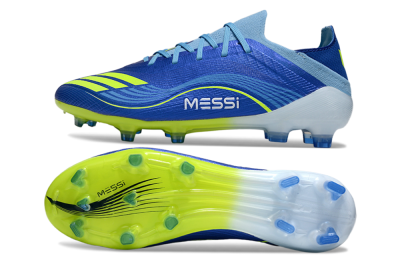 Men's Messi x Adidas F50 Elite FG Football Boots - Blue/Neon Yellow/Cyan Blue