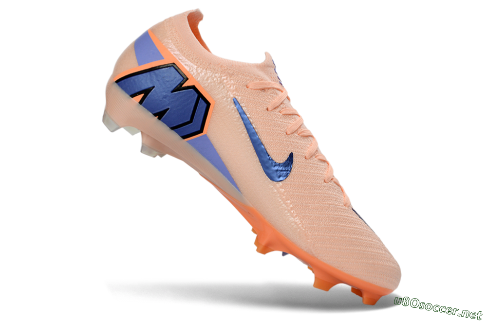 Unisex Nike Air Zoom Mercurial Vapor 16 Elite FG Football Boots - Peach/Navy Blue/Orange 5