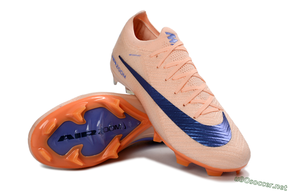 Unisex Nike Air Zoom Mercurial Vapor 16 Elite FG Football Boots - Peach/Navy Blue/Orange 4