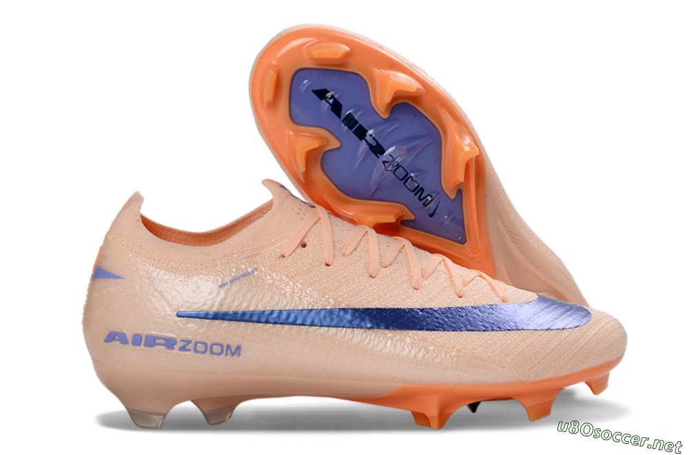 Unisex Nike Air Zoom Mercurial Vapor 16 Elite FG Football Boots - Peach/Navy Blue/Orange 2