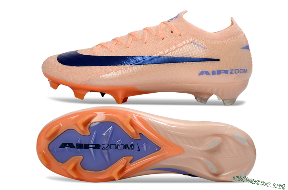 Unisex Nike Air Zoom Mercurial Vapor 16 Elite FG Football Boots - Peach/Navy Blue/Orange 1