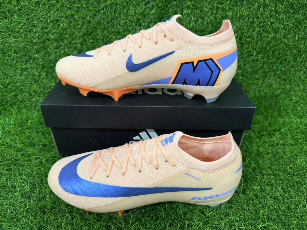 Unisex Nike Air Zoom Mercurial Vapor 16 Elite FG Football Boots - Peach/Navy Blue/Orange