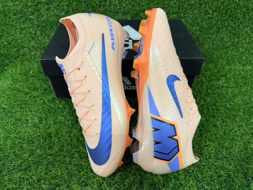 Unisex Nike Air Zoom Mercurial Vapor 16 Elite FG Football Boots - Peach/Navy Blue/Orange