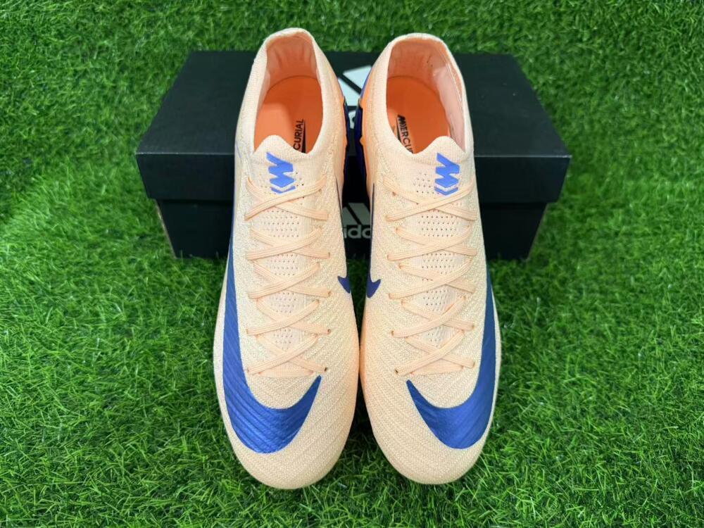 Unisex Nike Air Zoom Mercurial Vapor 16 Elite FG Football Boots - Peach/Navy Blue/Orange