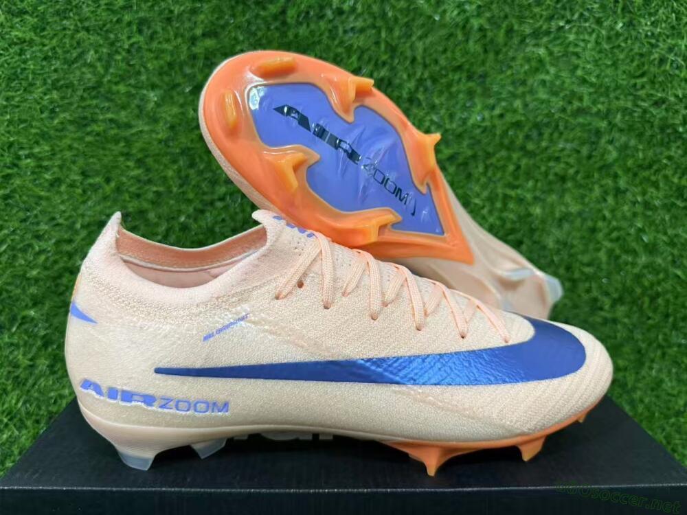 Unisex Nike Air Zoom Mercurial Vapor 16 Elite FG Football Boots - Peach/Navy Blue/Orange