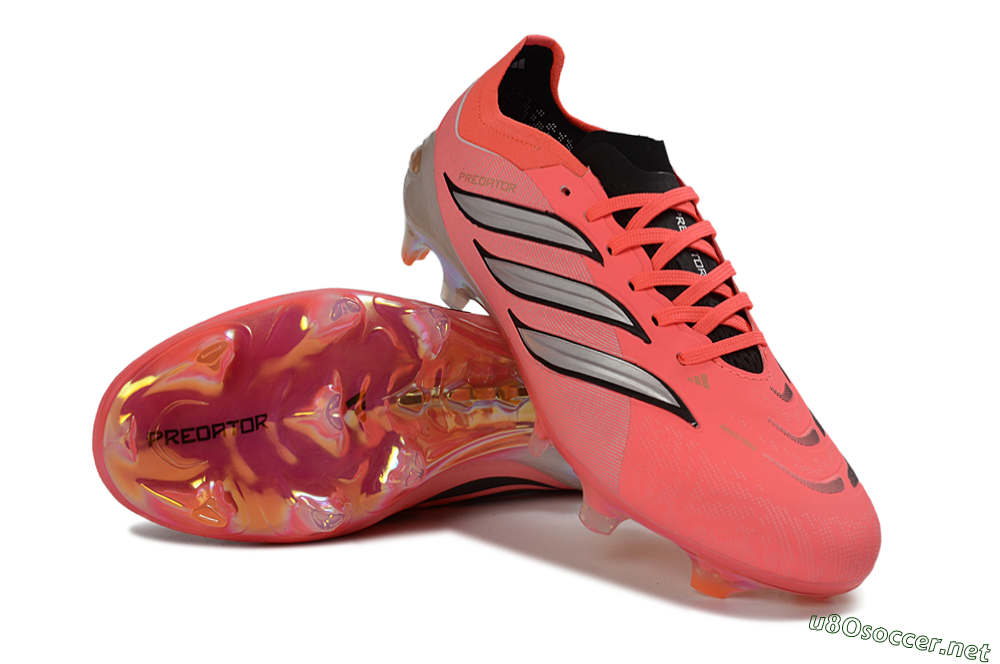 Unisex Adidas Predator 26 Elite FG Football Boots - Pink/Vibrant Coral/Steel Gray 4