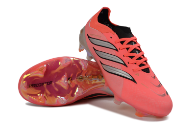 Unisex Adidas Predator 26 Elite FG Football Boots - Pink/Vibrant Coral/Steel Gray