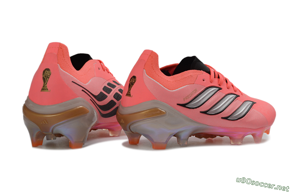 Unisex Adidas Predator 26 Elite FG Football Boots - Pink/Vibrant Coral/Steel Gray 7