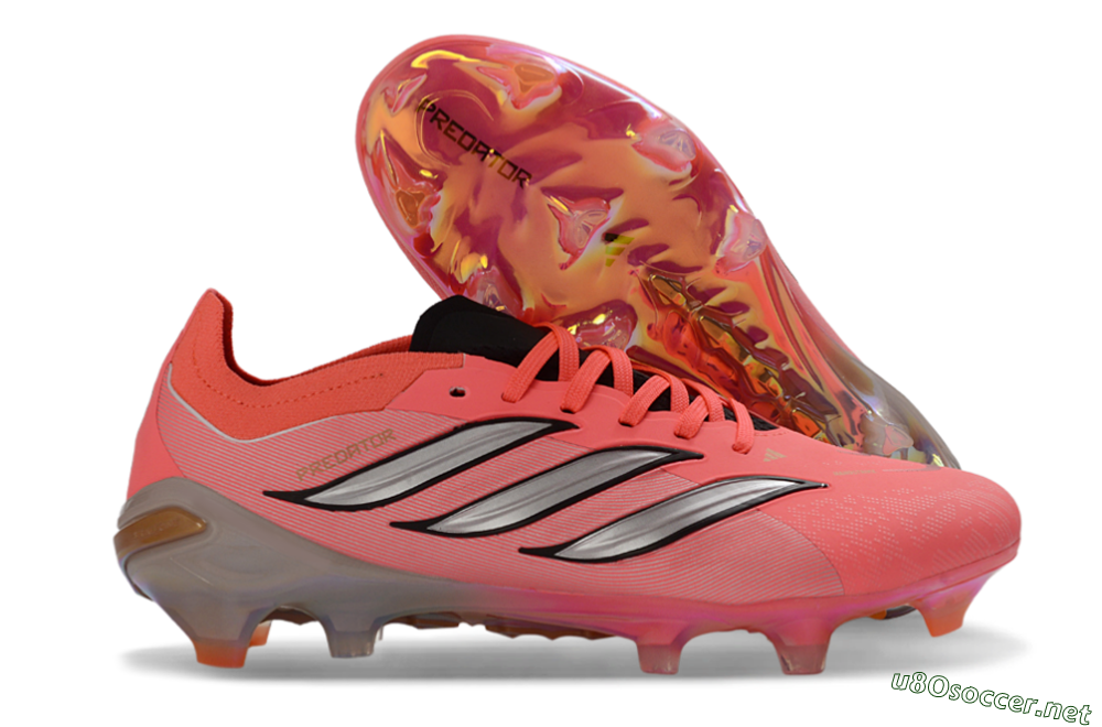 Unisex Adidas Predator 26 Elite FG Football Boots - Pink/Vibrant Coral/Steel Gray 2