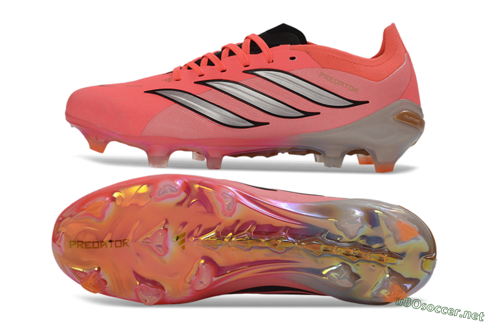 Unisex Adidas Predator 26 Elite FG Football Boots - Pink/Vibrant Coral/Steel Gray 1