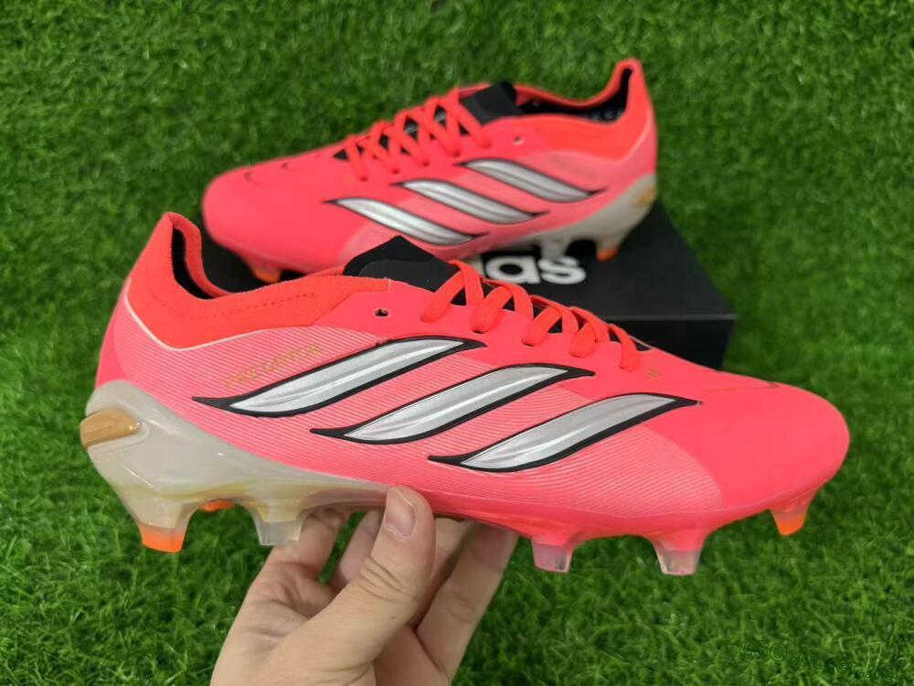 Unisex Adidas Predator 26 Elite FG Football Boots - Pink/Vibrant Coral/Steel Gray