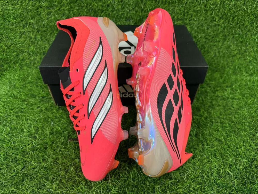Unisex Adidas Predator 26 Elite FG Football Boots - Pink/Vibrant Coral/Steel Gray