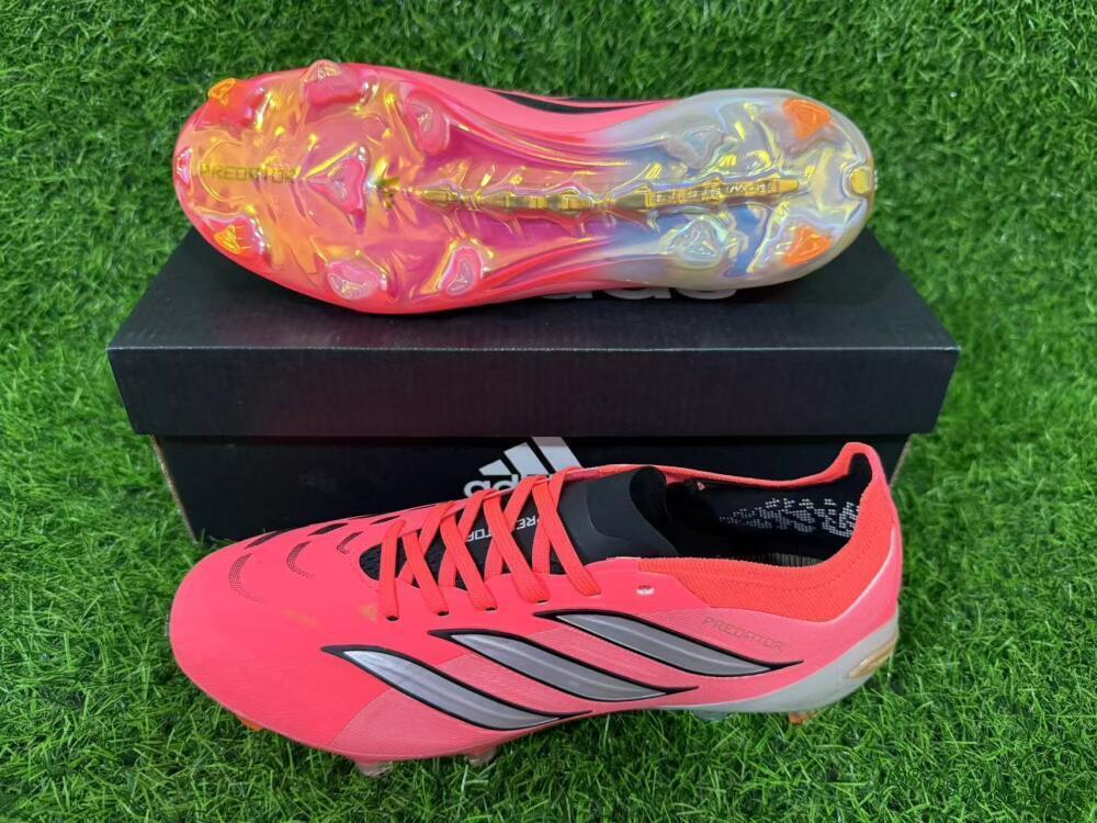 Unisex Adidas Predator 26 Elite FG Football Boots - Pink/Vibrant Coral/Steel Gray