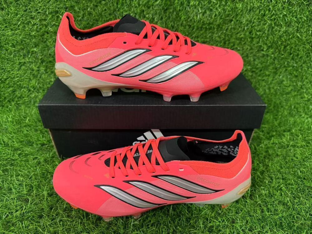 Unisex Adidas Predator 26 Elite FG Football Boots - Pink/Vibrant Coral/Steel Gray