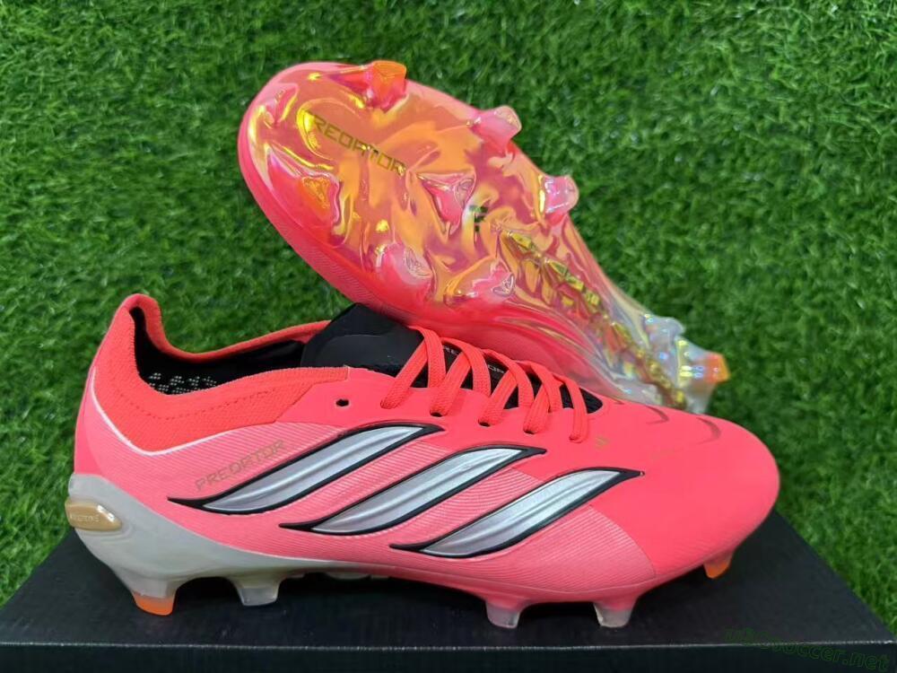 Unisex Adidas Predator 26 Elite FG Football Boots - Pink/Vibrant Coral/Steel Gray