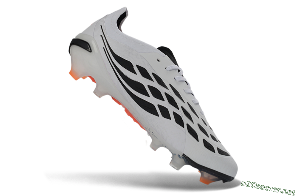 Unisex Adidas Predator 26 Elite FG Football Boots - White/Electric Orange/Black 5