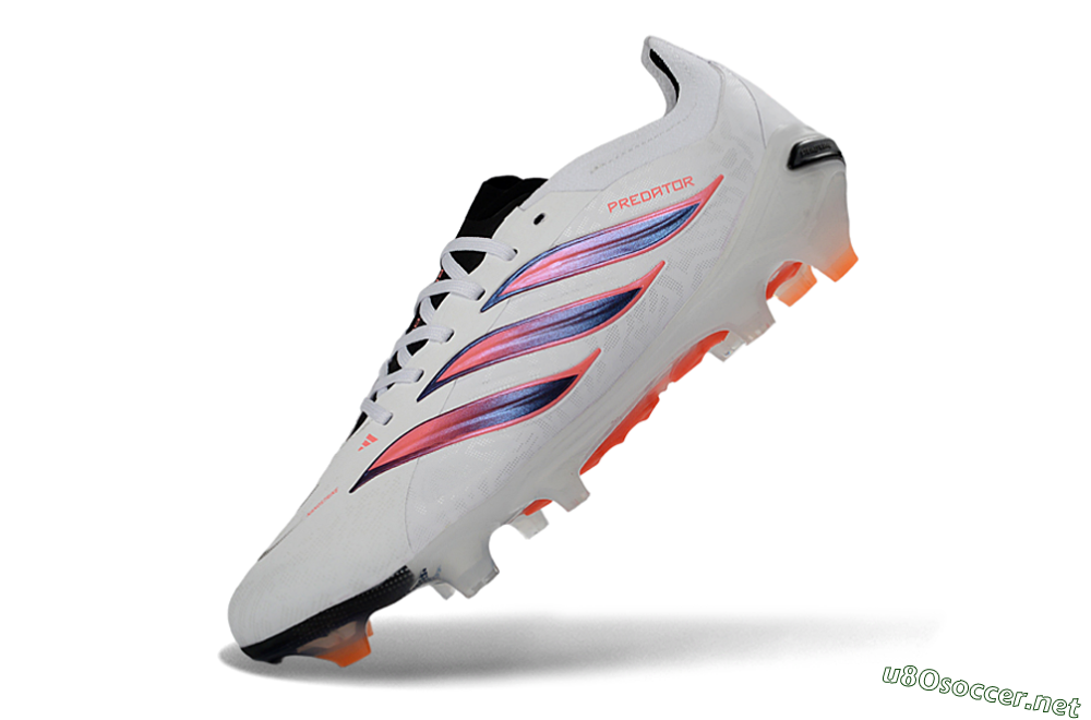 Unisex Adidas Predator 26 Elite FG Football Boots - White/Electric Orange/Black 6