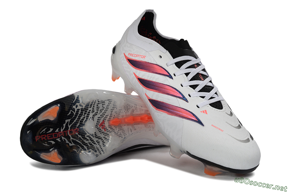 Unisex Adidas Predator 26 Elite FG Football Boots - White/Electric Orange/Black 4