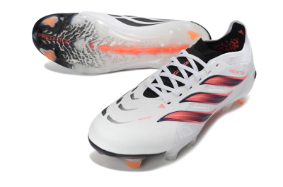 Unisex Adidas Predator 26 Elite FG Football Boots - White/Electric Orange/Black