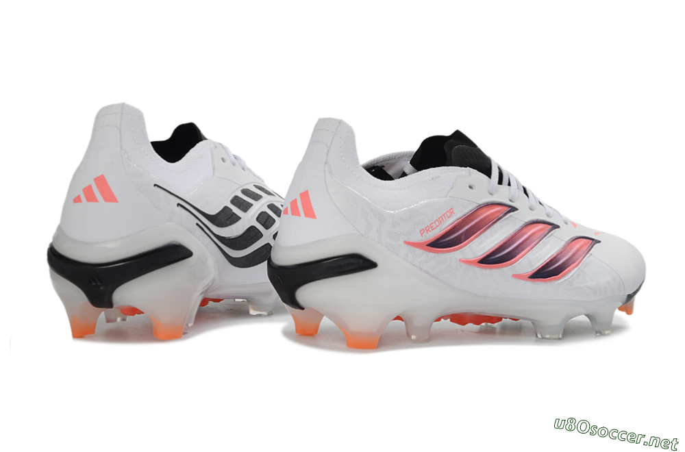 Unisex Adidas Predator 26 Elite FG Football Boots - White/Electric Orange/Black 7