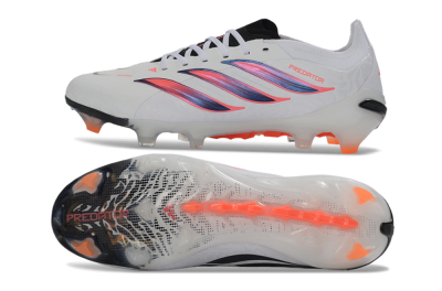 Unisex Adidas Predator 26 Elite FG Football Boots - White/Electric Orange/Black