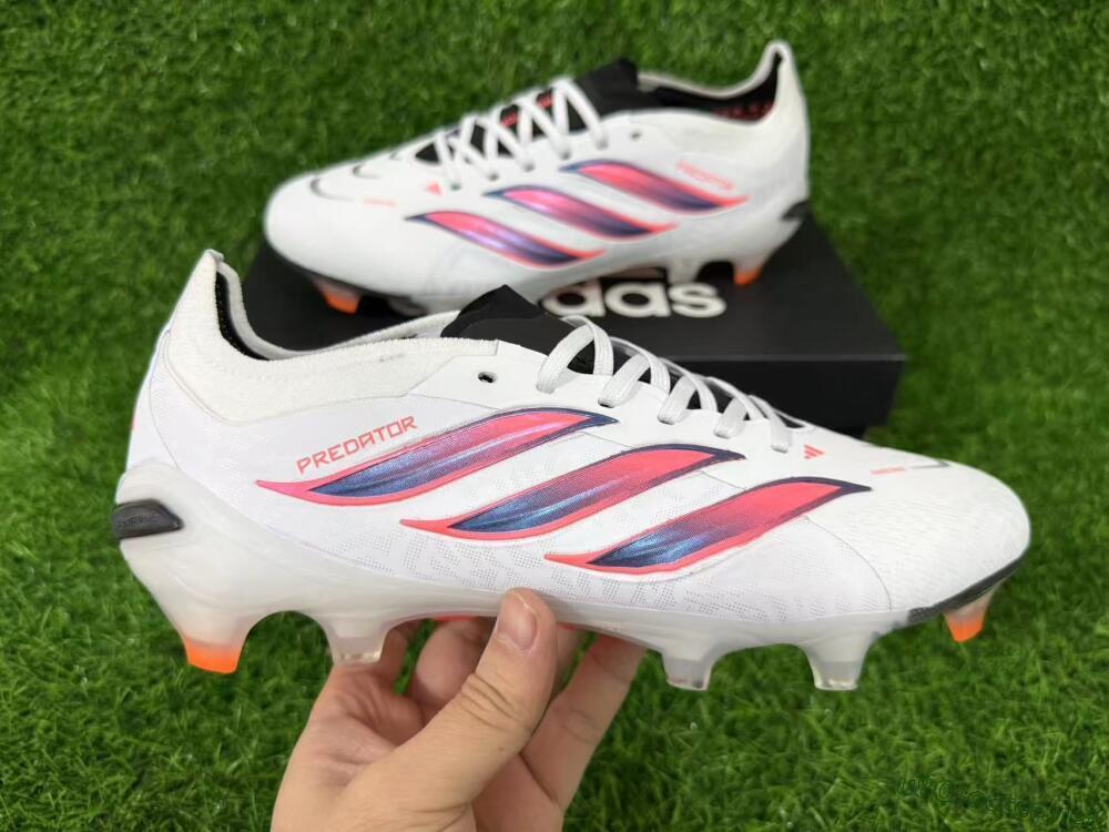Unisex Adidas Predator 26 Elite FG Football Boots - White/Electric Orange/Black