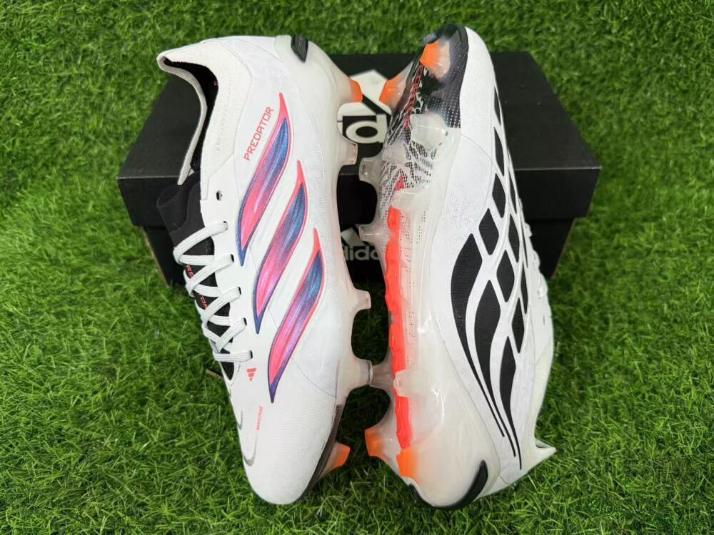 Unisex Adidas Predator 26 Elite FG Football Boots - White/Electric Orange/Black
