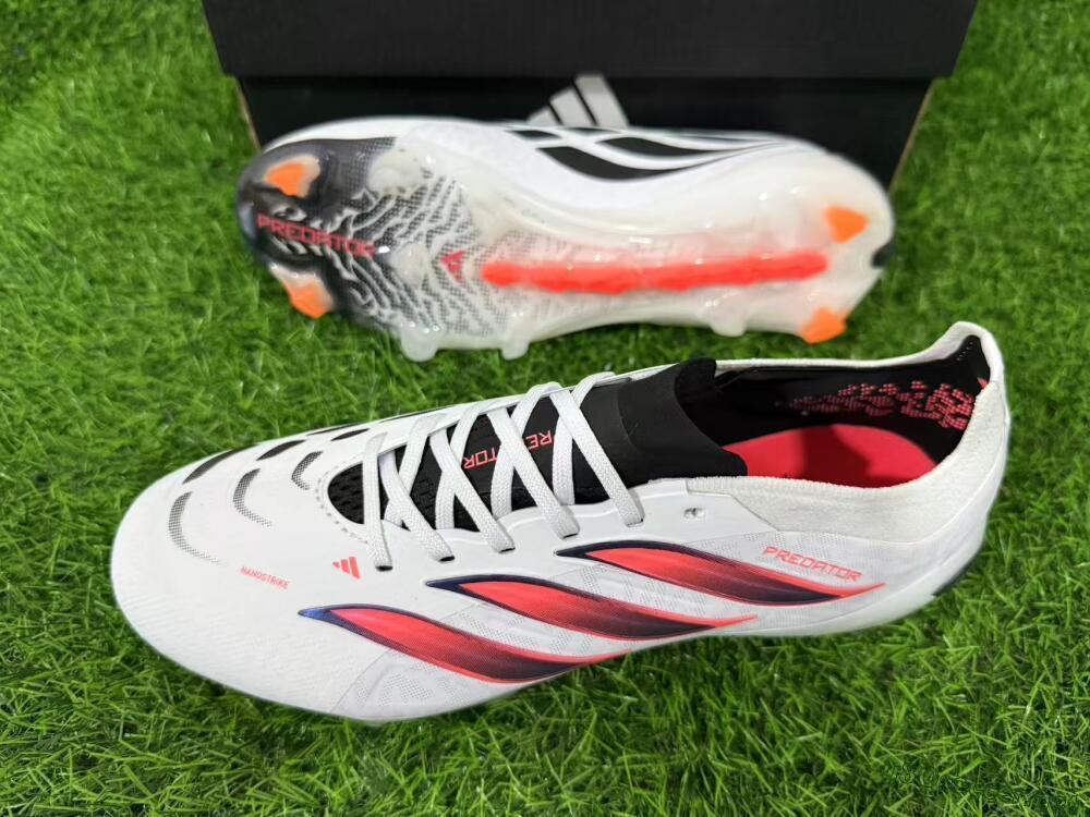 Unisex Adidas Predator 26 Elite FG Football Boots - White/Electric Orange/Black
