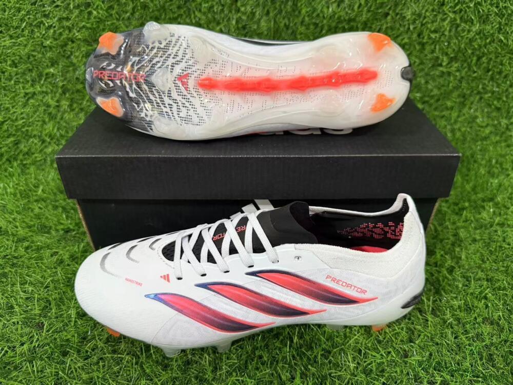 Unisex Adidas Predator 26 Elite FG Football Boots - White/Electric Orange/Black