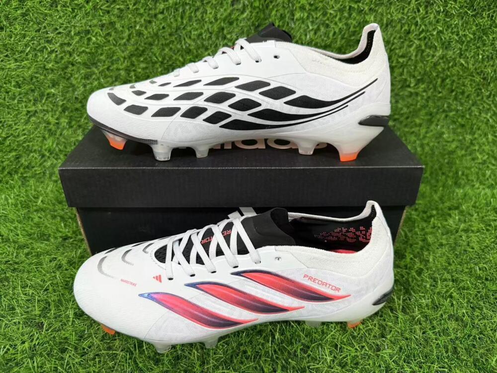 Unisex Adidas Predator 26 Elite FG Football Boots - White/Electric Orange/Black