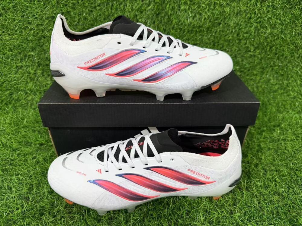 Unisex Adidas Predator 26 Elite FG Football Boots - White/Electric Orange/Black