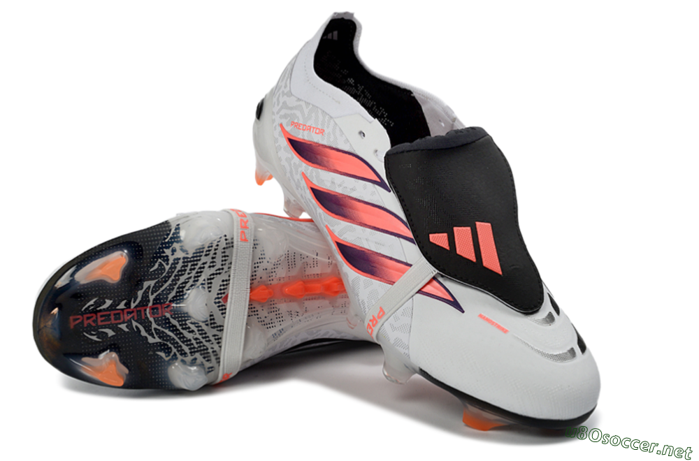 Unisex Adidas Predator 26 Elite Fold-Over Tongue FG Football Boots - White/Electric Pink/Deep Purple 4