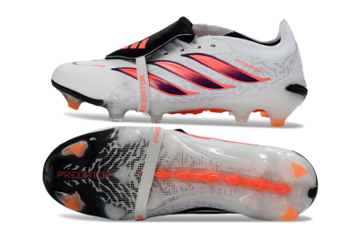 Unisex Adidas Predator 26 Elite Fold-Over Tongue FG Football Boots - White/Electric Pink/Deep Purple