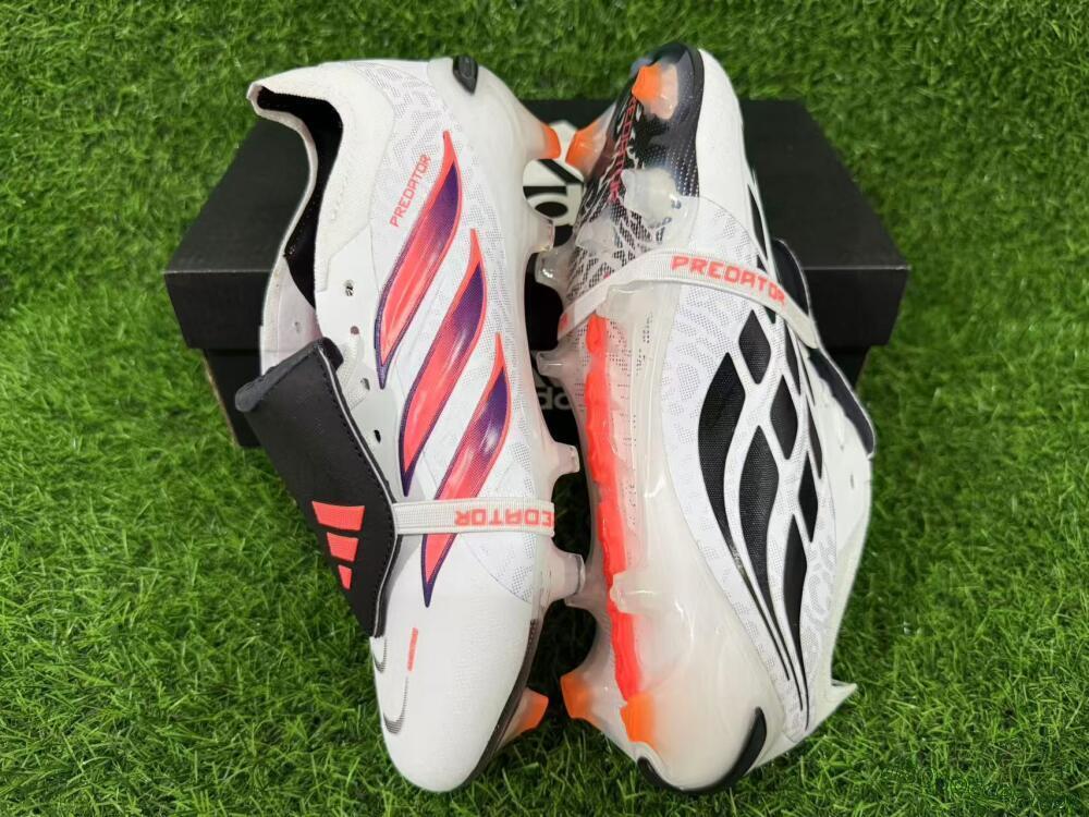 Unisex Adidas Predator 26 Elite Fold-Over Tongue FG Football Boots - White/Electric Pink/Deep Purple