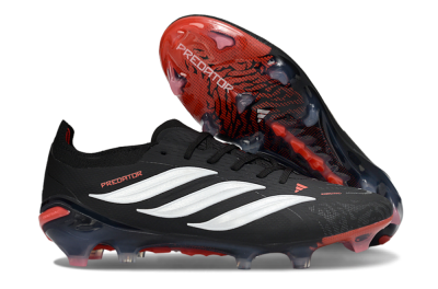 Unisex Adidas Predator 26 Elite FG Football Boots - Black/Fiery Red/Sleek White