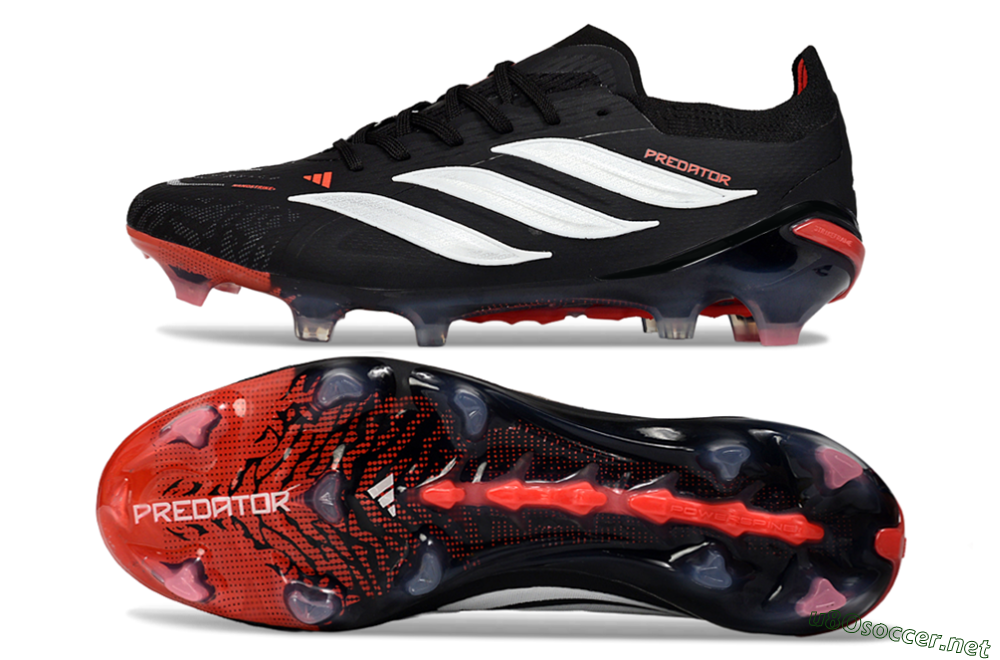 Unisex Adidas Predator 26 Elite FG Football Boots - Black/Fiery Red/Sleek White 1