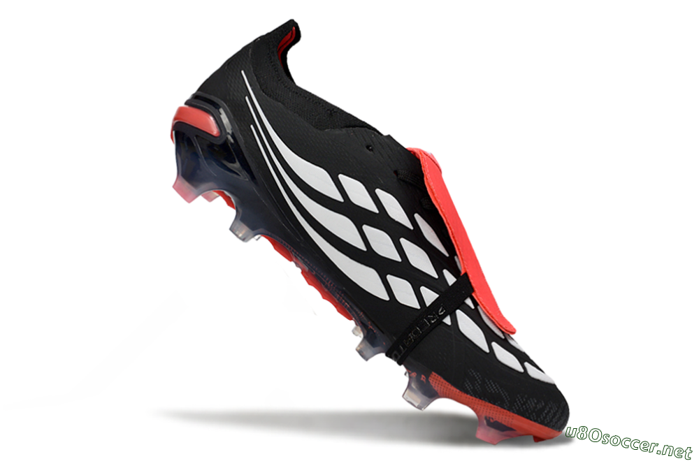 Unisex Adidas Predator 26 Elite Fold-Over Tongue FG Football Boots - Black/Crimson Red/Slate Grey 4