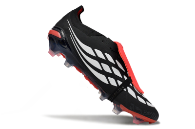 Unisex Adidas Predator 26 Elite Fold-Over Tongue FG Football Boots - Black/Crimson Red/Slate Grey