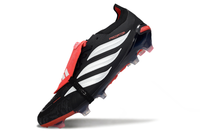 Unisex Adidas Predator 26 Elite Fold-Over Tongue FG Football Boots - Black/Crimson Red/Slate Grey