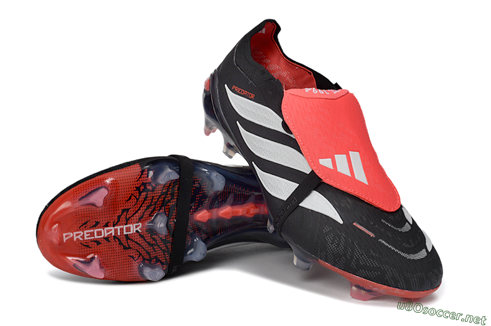 Unisex Adidas Predator 26 Elite Fold-Over Tongue FG Football Boots - Black/Crimson Red/Slate Grey 3