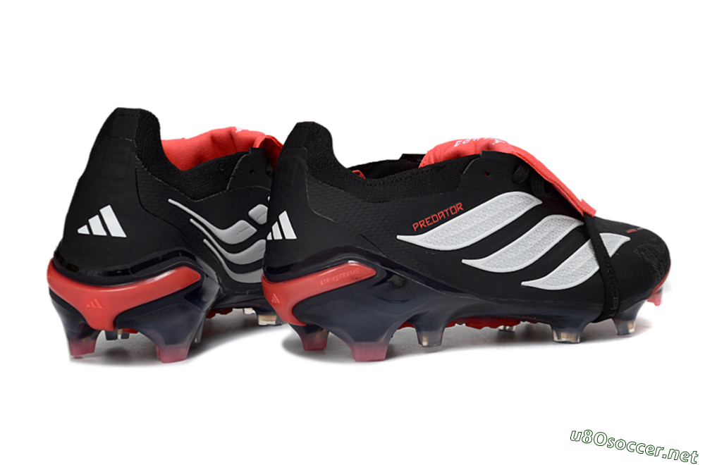 Unisex Adidas Predator 26 Elite Fold-Over Tongue FG Football Boots - Black/Crimson Red/Slate Grey 6