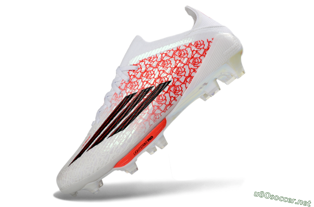 Unisex Adidas F50+ Elite Lightstrike Pro FG Football Boots - White/Crimson Red/Black 6