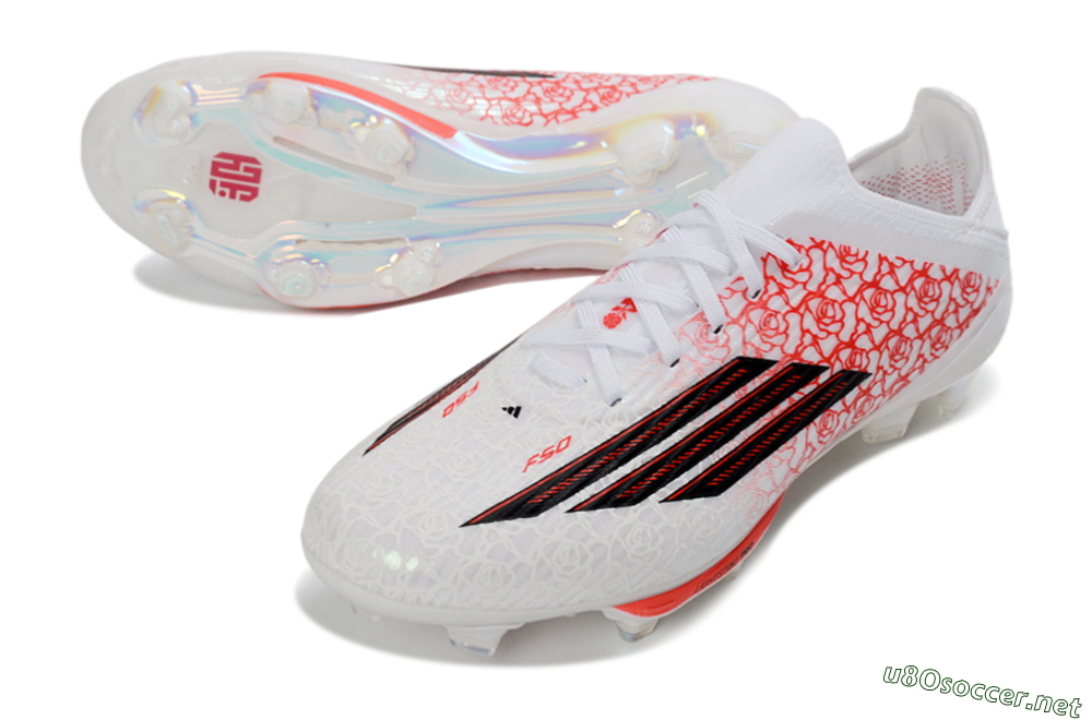 Unisex Adidas F50+ Elite Lightstrike Pro FG Football Boots - White/Crimson Red/Black 3